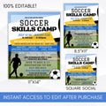 athletic booster soccer camp fundraising event flyer poster sign marketing set